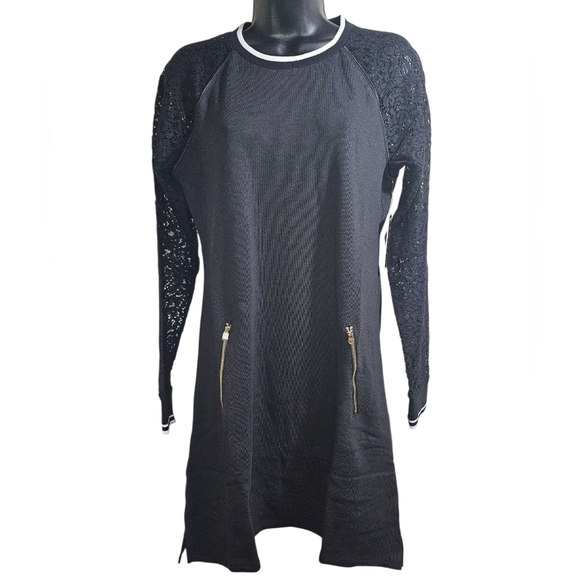NWT Juicy Couture Fleece Lace Long Sleeve Mini Dress Medium - Picture 1 of 10